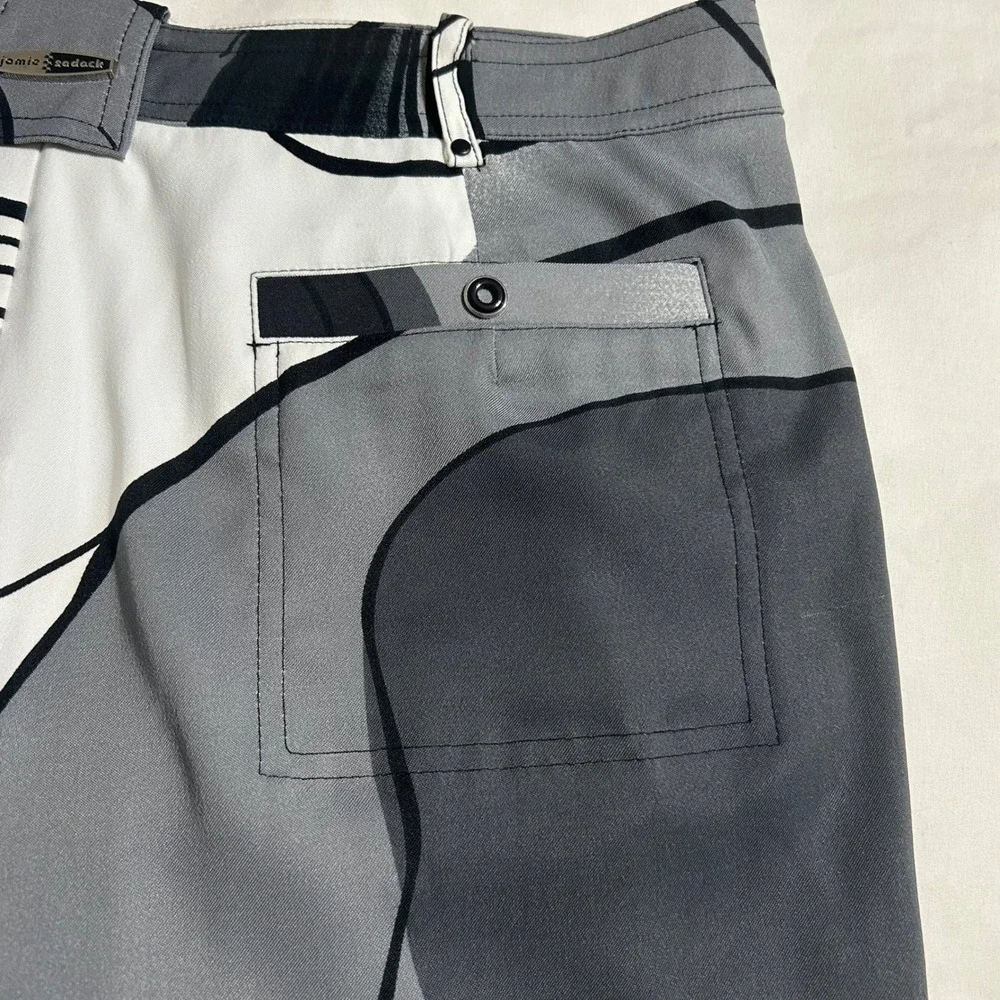 Jamie Sadock Womens Gray Abstract Geometric Golf Shorts Size 14 Black White - Picture 11 of 12